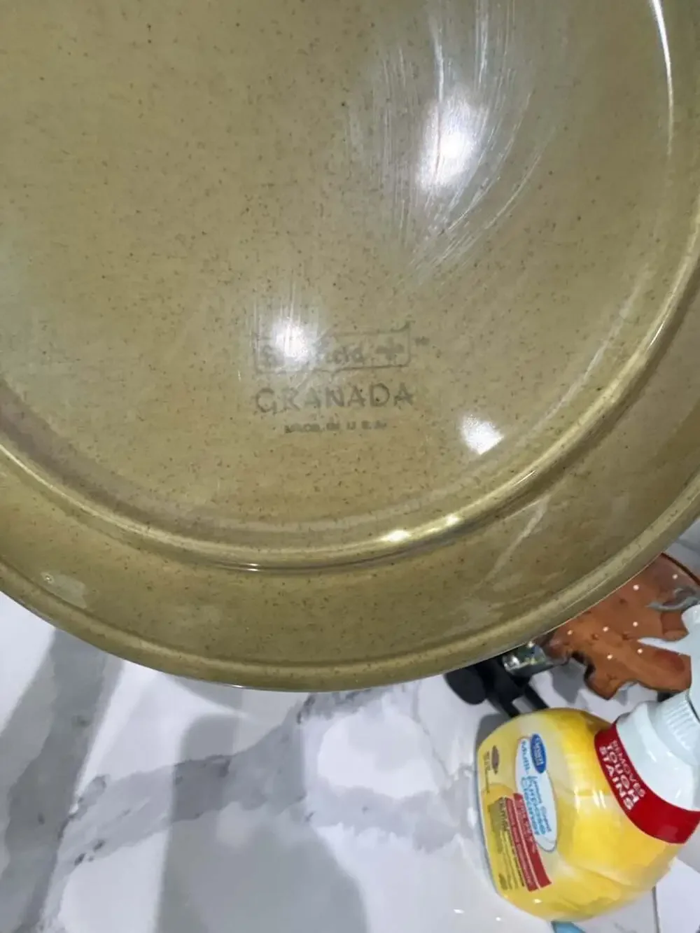 Vintage Sheffield Granada Avocado Green Stoneware 12-Inch Serving Platter